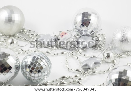 white Christmas tree decorations for background