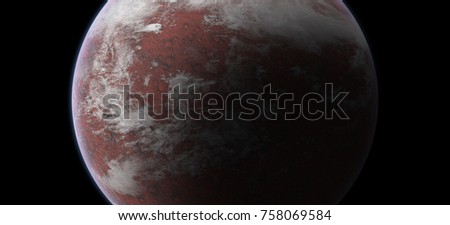 Red Planet in Outer Space on Black Background. Elements of this image furnished by NASA.
