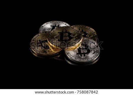 Physical version of Bitcoin coin aka virtual money. Conceptual composition for worldwide cryptocurrency and digital payment system called the first decentralized digital currency