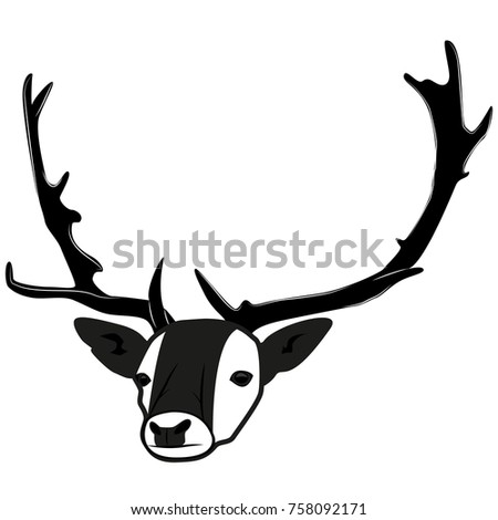 Deer head image for retro hipster logos, emblems, badges, labels template and t-shirt vintage design element. Isolated on white background