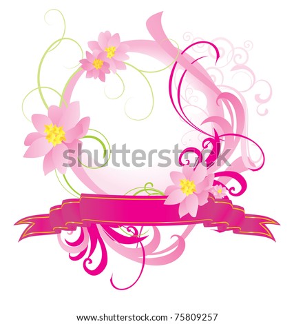 vector banner with pink flowers