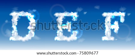 alphabet made of clouds