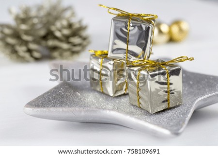 White Christmas gift boxes and decoration