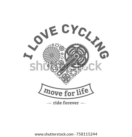 vector illustration of a bicycle emblem in the style of the heart on a white background for design and advertising