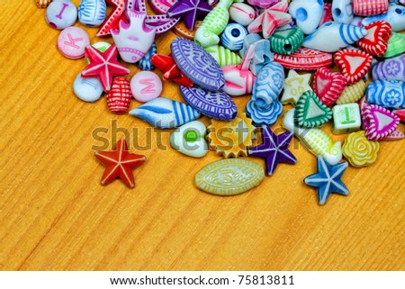 Colorful plastic art and craft beads assortment variety