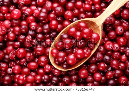 ripe cranberries are scattered as a background, an organic vitamin product for strengthening immunity