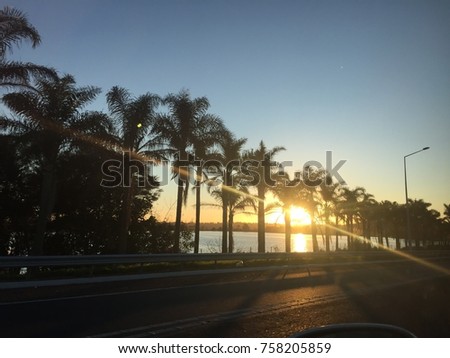 Sunset, lake side, Auckland, New Zealand