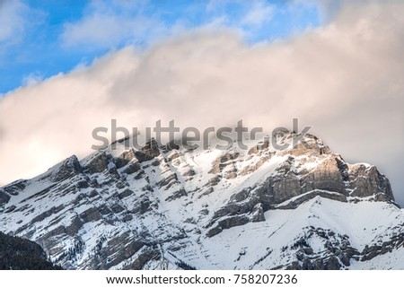Cascade Mountain. Banff, Canada. Landscape Photography. Nature Wall decor. Instant Digital Download. Picture DIY wall decor. Mountain peaks in fog scenery landscape