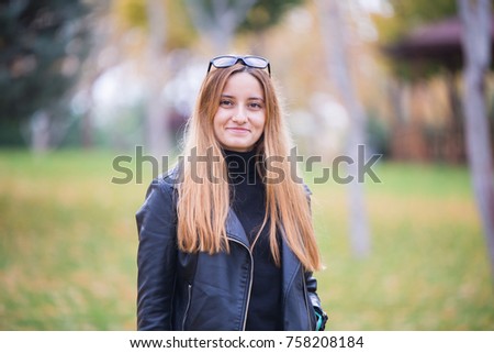 
beautiful and happy girl having fun in autumn season, portrait girl, 