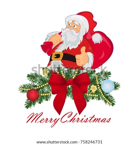 Santa Claus with bag, Christmas concept, vector illustration