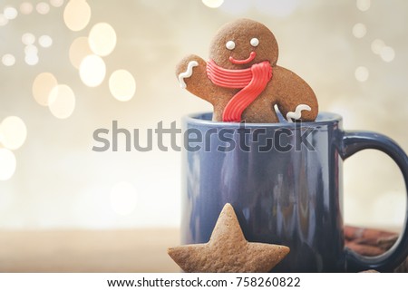 Gingerbread Man Christmas Cookie in mug Royalty-Free Stock Photo #758260822
