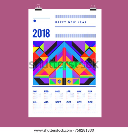 Set of Wall Calendar 2018 template design with Colorfull Background Pattern