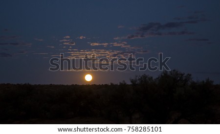 Moon Setting over the Simpson Desert, Northern Territory, Australia