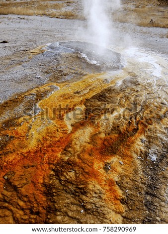 Yellowstone. Color abstract landscape of lakes and geysers
