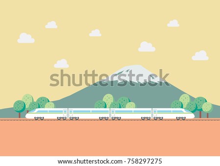 High speed train with nature background. Vector Illustration