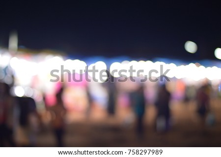 bokeh lights on black background, abstract blur light bokeh at the festival.