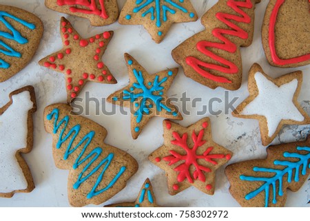 Christmas cookies on a white background top view .