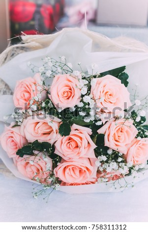 Rose bouquet in wedding ceremony
