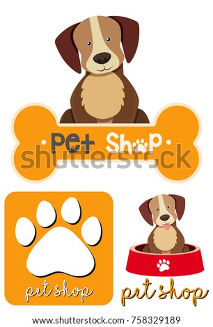 Different designs of logo for petshop illustration