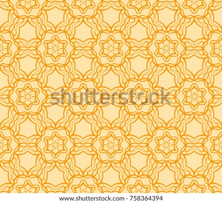Stylish geometric pattern. Seamless Lace floral ornament. vector illustration. Orange color