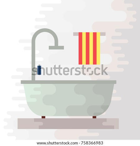 Bathtub flat icon. Tub vector illustration.