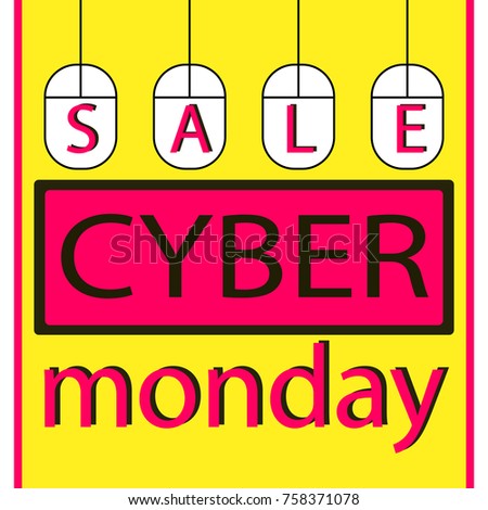 Cyber monday sale poster for advertisement. Cyber monday background with mouse. Sale concept. Discount illustration.