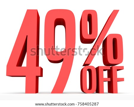 Forty nine percent off. Discount 49 %. 3D illustration on white background.