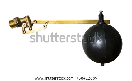 Brand new water tank floating switch with big black round shape baloon on isolated white back ground with clipping path