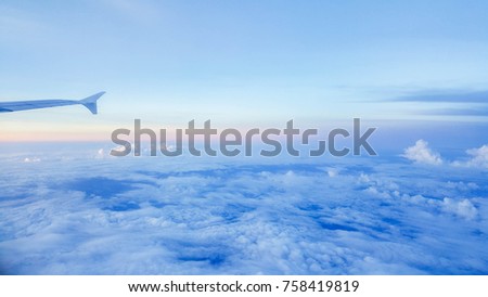 Blue sky with white cloudy that take picture from airplane 