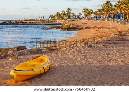 Beach in Paphos, Cyprus at sunset