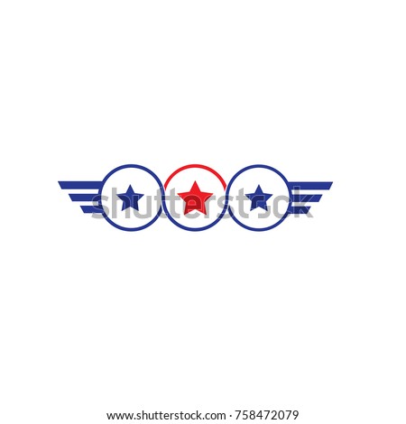 circle three stars blue and red logo