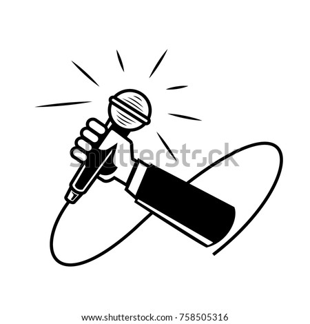 hand held microphone illustration with microphone wire waving
