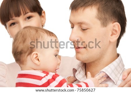 picture of happy mother and father with adorable baby