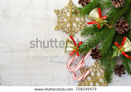 Christmas card with decor and space for text.
