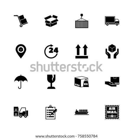 Logistics icons - Expand to any size - Change to any colour. Flat Vector Icons - Black Illustration on White Background.