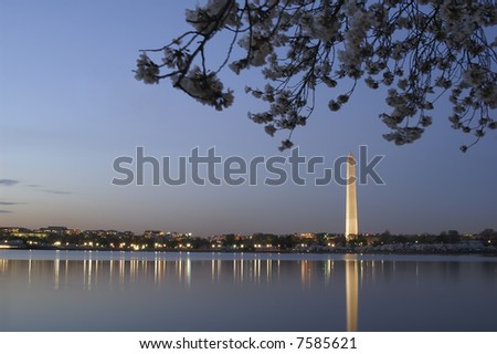 Washington Monument in the Spring at Sunset Horizontal