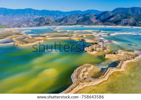 Hierve el Agua, thermal spring in the Central Valleys of Oaxaca, Mexico Royalty-Free Stock Photo #758643586