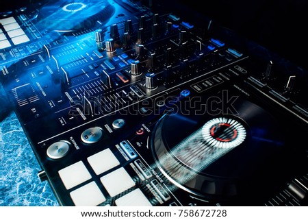 modern professional equipment for DJ to mix music