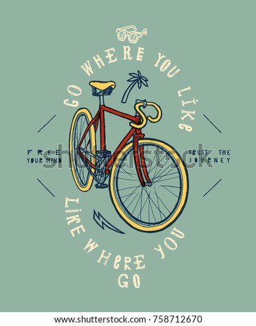 fixie bike grunge print. go where you like.