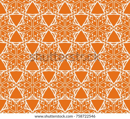 Bright seamless decorative geometric pattern with lace flower design. Vector illustration. For fashion, scrapbooking, invitation
