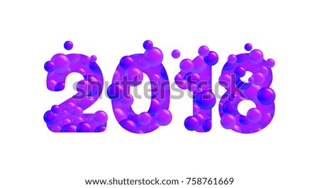 Vector 2018 Happy New Year isolated on white. Bright figures for the design of cards, flyers, congratulations. Trendy modern design element
