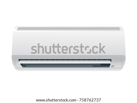 White air condition isolated on clear background in vector style. Illustration about electric equipment in house. Royalty-Free Stock Photo #758762737