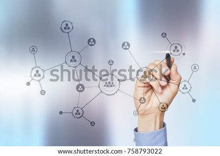 Organisation structure. People's social network. Business and technology concept. Royalty-Free Stock Photo #758793022