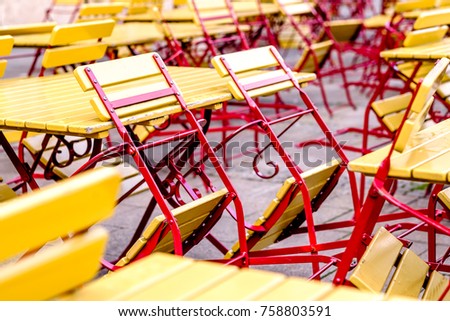 folding chairs at a beergarden