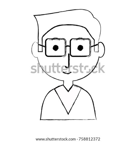 cartoon elderly man with glasses icon over white background vector illustration