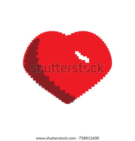Pixelated heart shape isolated on white background, Vector illustration