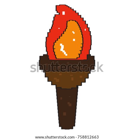 Pixelated torch isolated on white background, Vector illustration