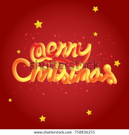Vector Text Merry Christmas with Red background