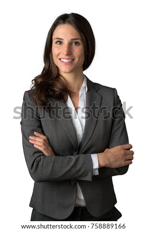 Fun loving sincere likable young business woman executive legal stylish attorney look Royalty-Free Stock Photo #758889166