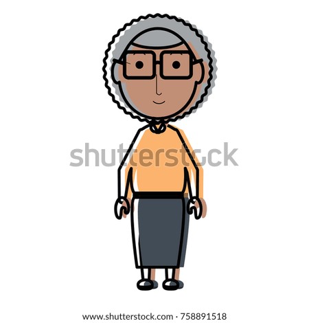 cartoon elderly woman icon over white background colorful design vector illustration
